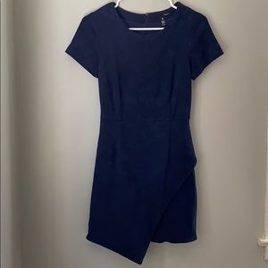 Aqua suede navy blue dress